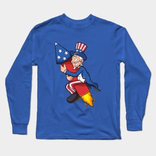 Uncle Sam Riding Firework Long Sleeve T-Shirt